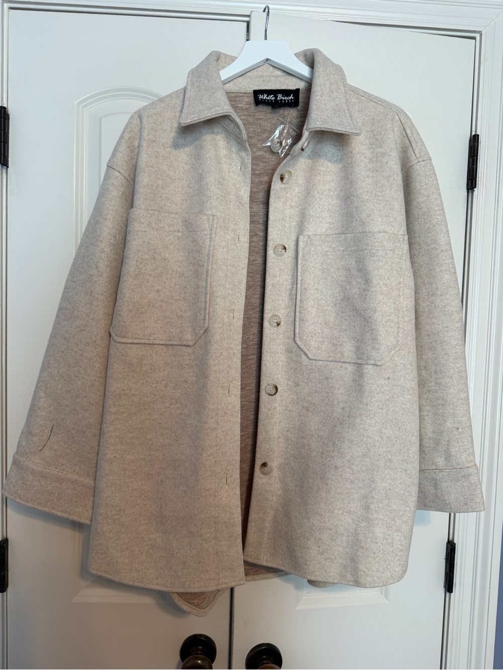 White Birch Women’s  Light Beige Wool-Blend Shacket